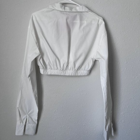 NWT MissyEmpire White Long Sleeve Crop Top - Picture 3 of 8